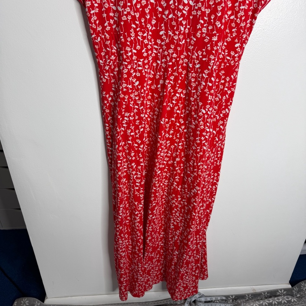 NWOT Lands' End Twist-Front Floral Maxi Dress Orange/Red White 1X Stretch Casual - Picture 4 of 9